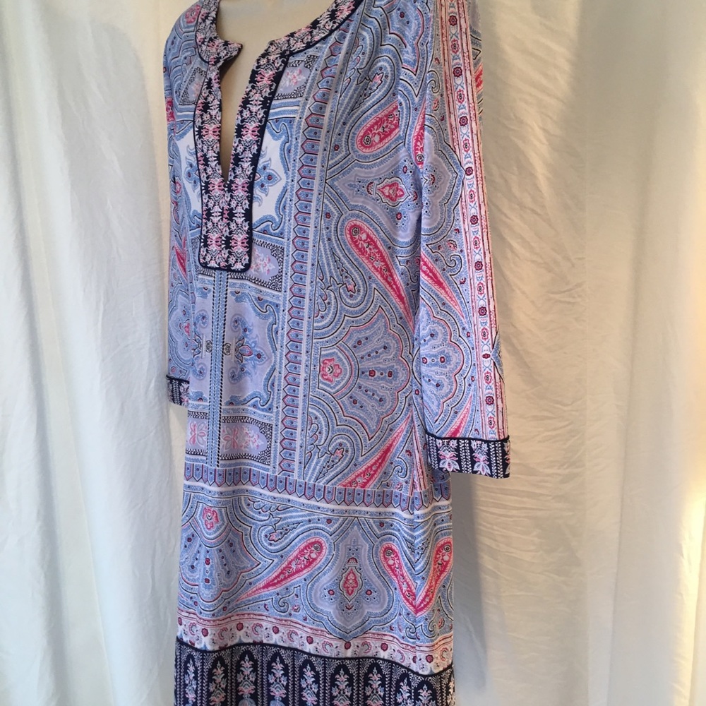 BCBG Maxazria Shadow Blue Paisley Dress